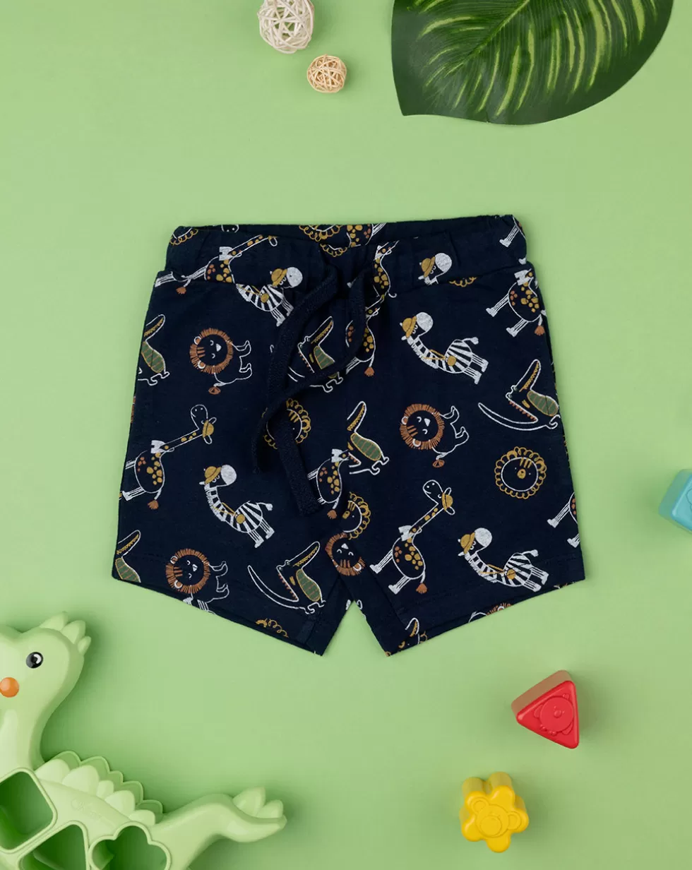 Bermuda Bambino Blu Stampa Allover "Dino”-Prenatal Clearance