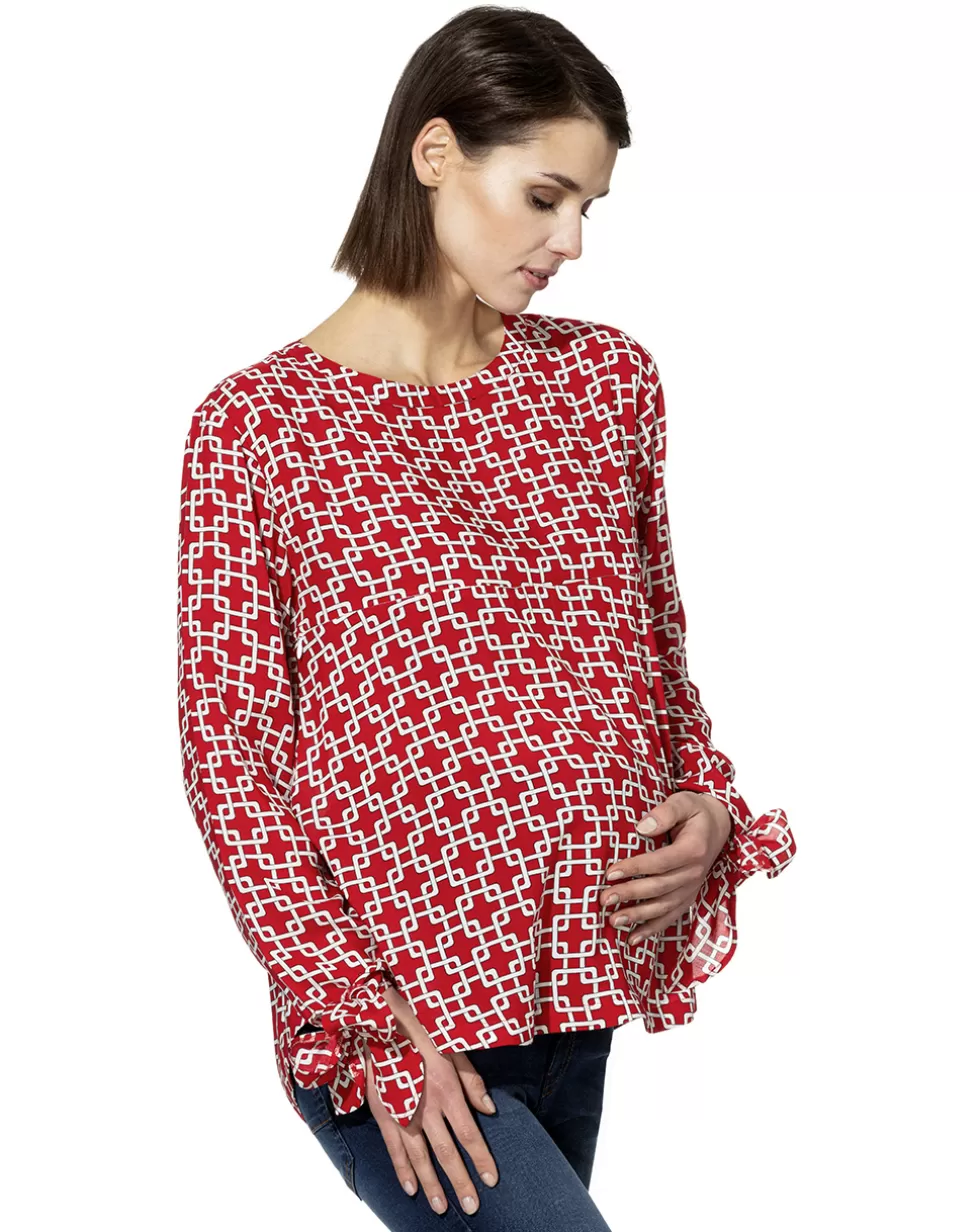 Blusa Allattamento Con Fantasia Geometrica-Prenatal Cheap