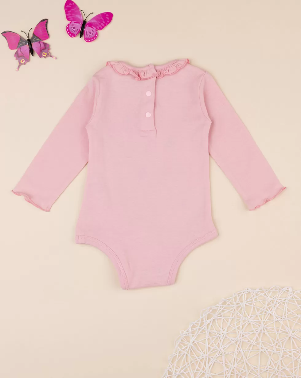 Body Rosa Maniche Lunghe Bimba Farfalle-Prenatal Outlet