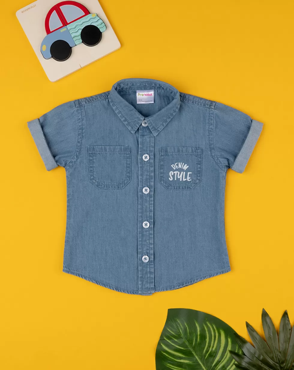 Camicia Chambry Bimbo Blu Denim-Prenatal Sale