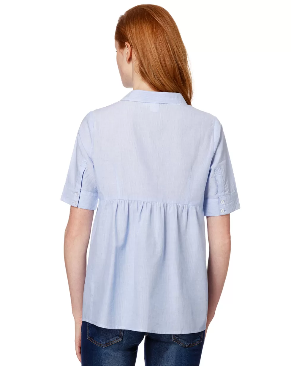 Camicia Millerighe Azzurre A Maniche Corte-Prenatal Shop