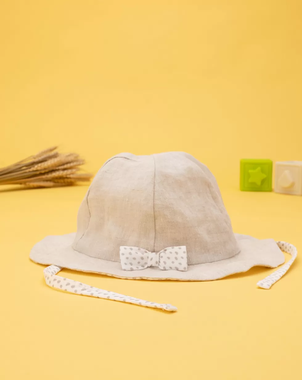 Cappello Neonata In Lino Con Fiocco-Prenatal Sale