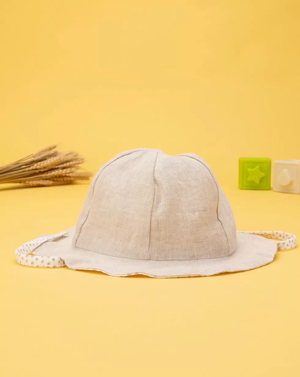 Cappello Neonata In Lino Con Fiocco-Prenatal Sale