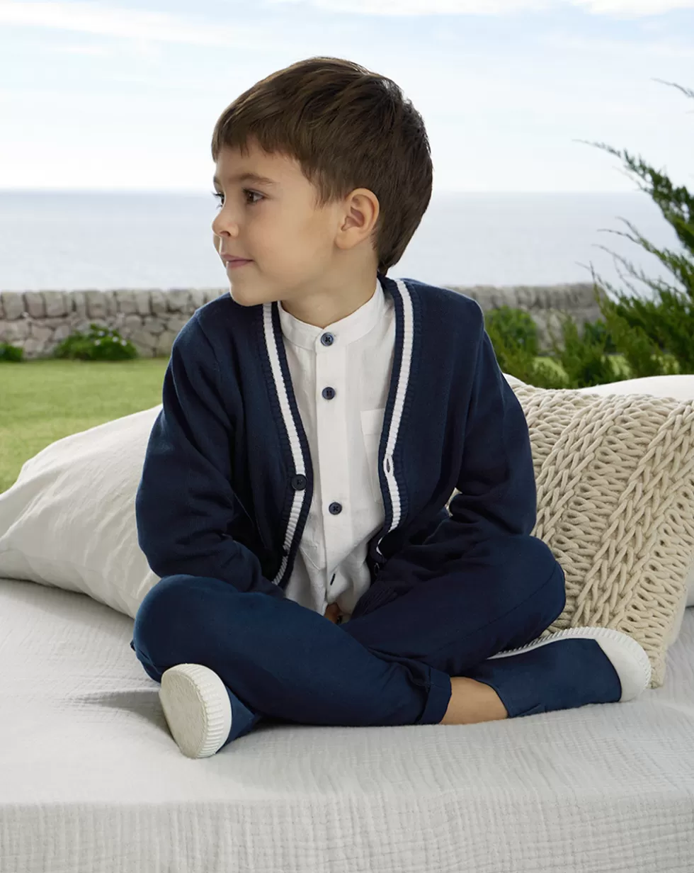 Cardigan Basico Blu Bambino Maniche Lunghe-Prenatal Outlet