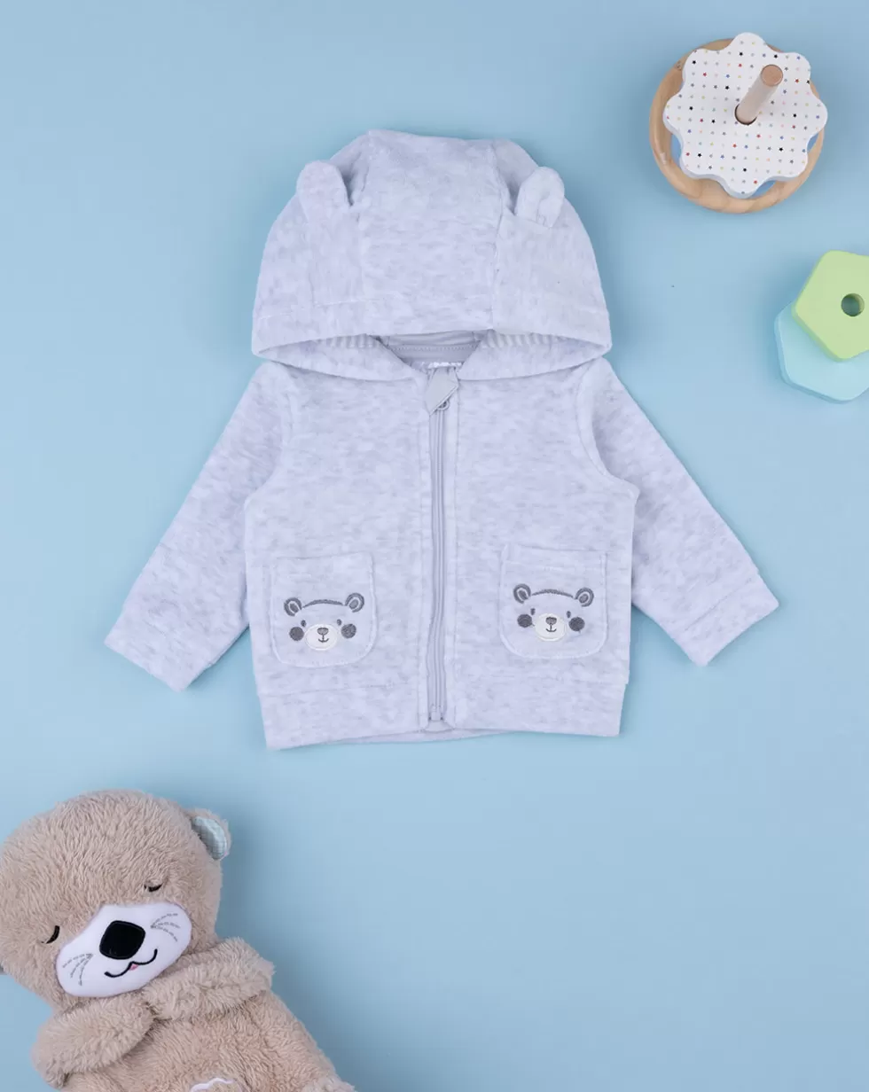 Cardigan Bimbo Con Cappuccio Grigio Chiaro-Prenatal Cheap