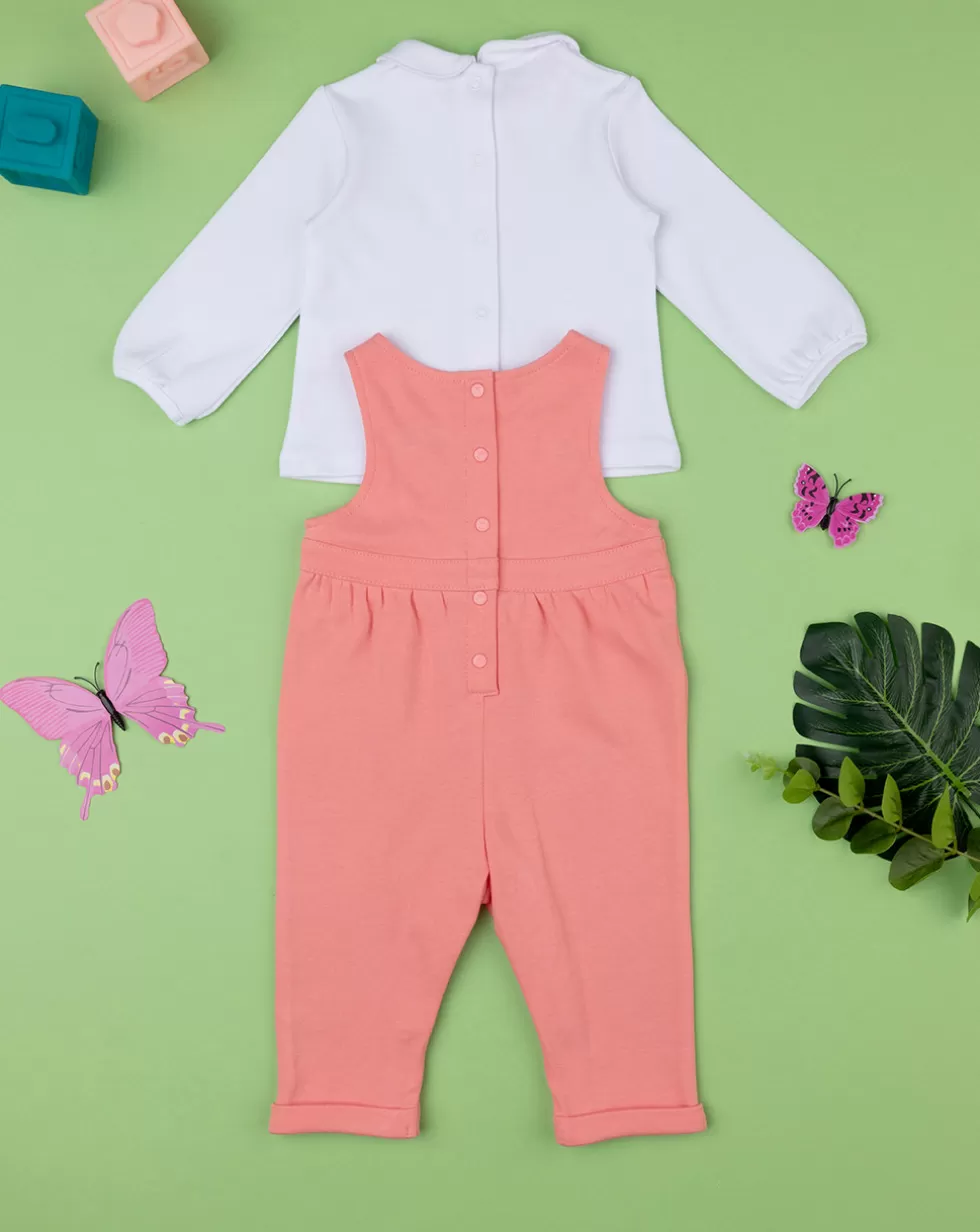 Completo Bimba Salopette + T-Shirt Fiori-Prenatal Store