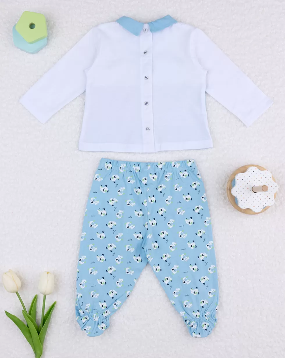 Completo Jersey Bimbo Bianco/Azzurro-Prenatal Outlet