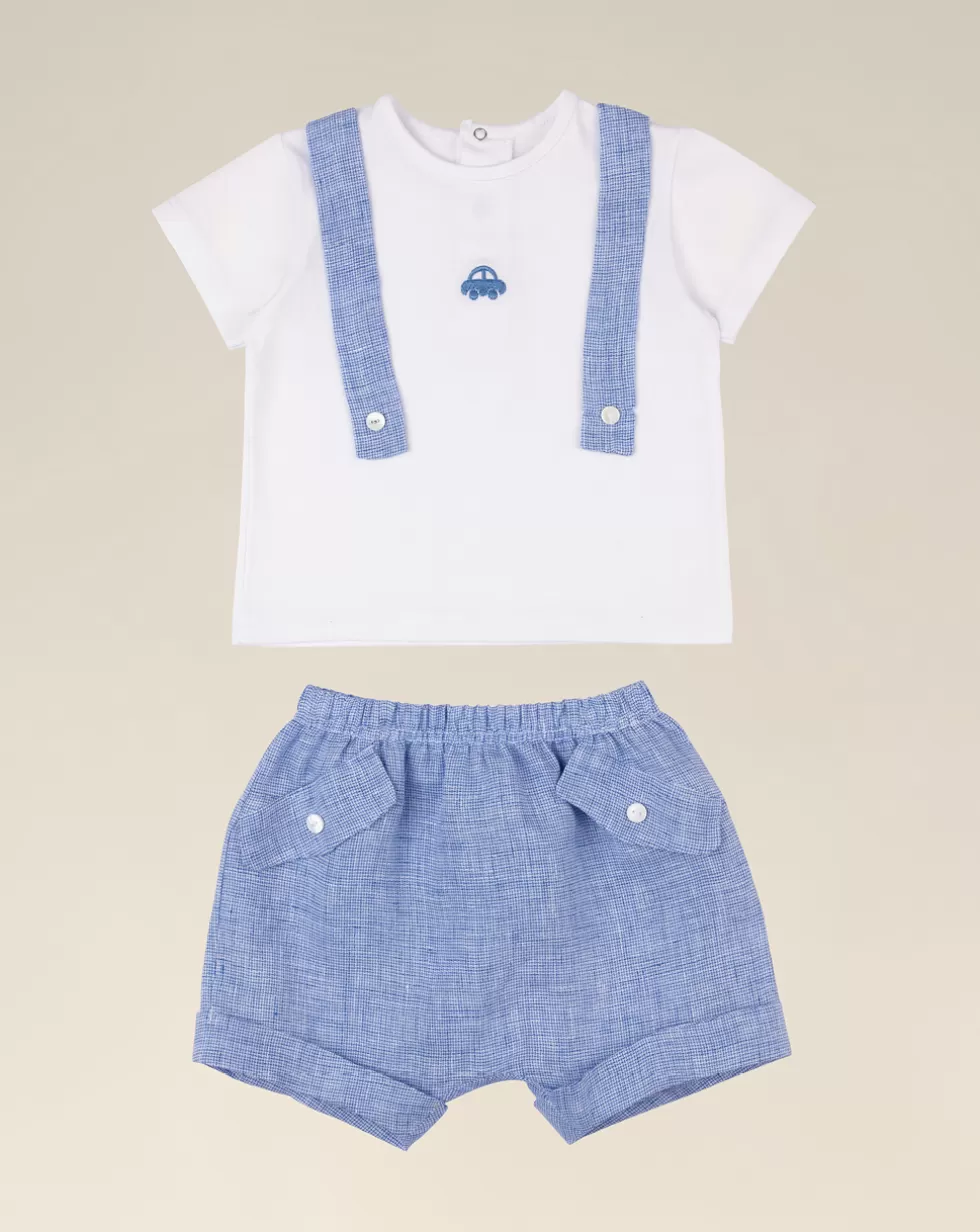 Completo Per Neonato T-Shirt E Short In Lino-Prenatal Outlet