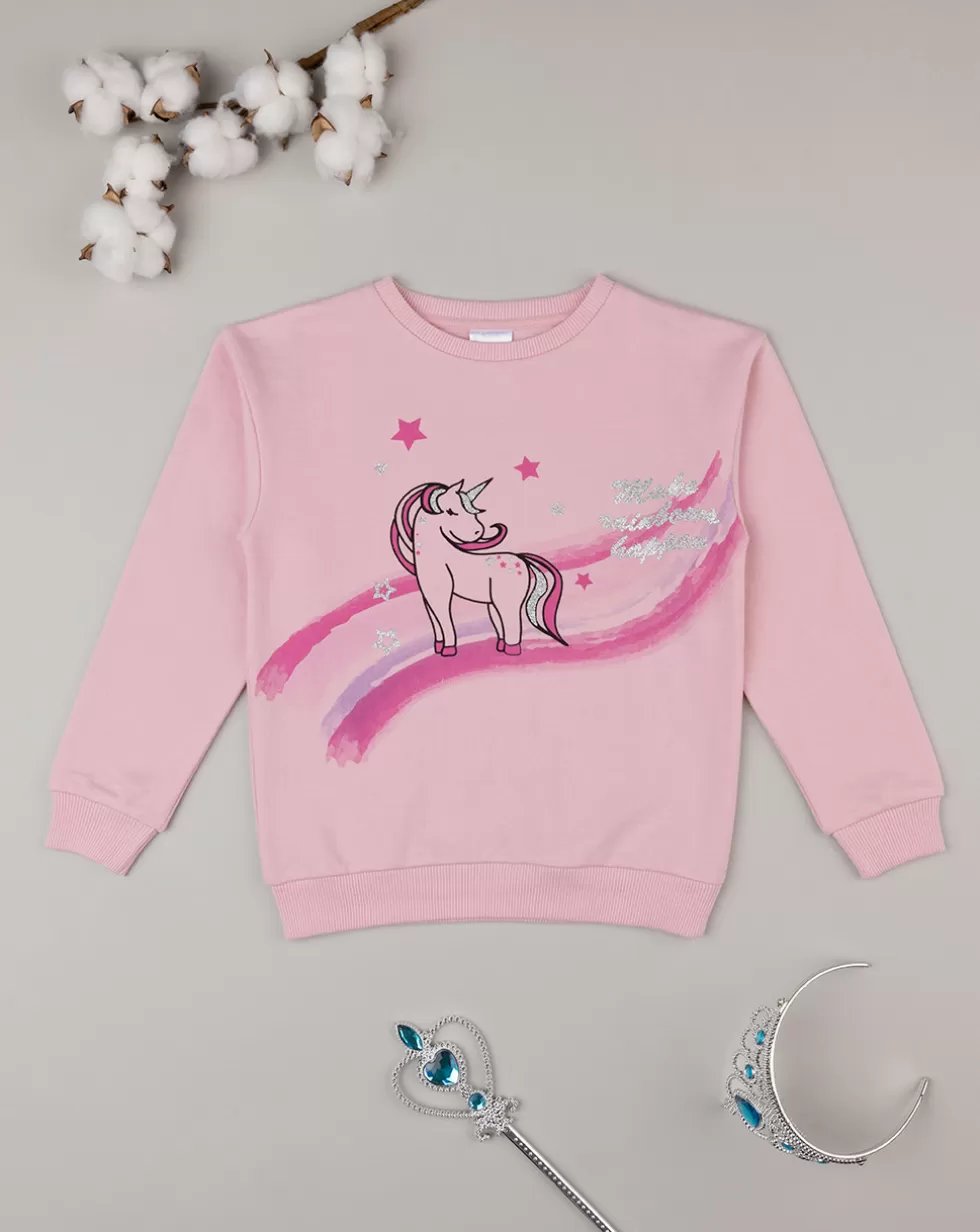 Felpa Rosa Bambina Stampa Unicorno-Prenatal Sale