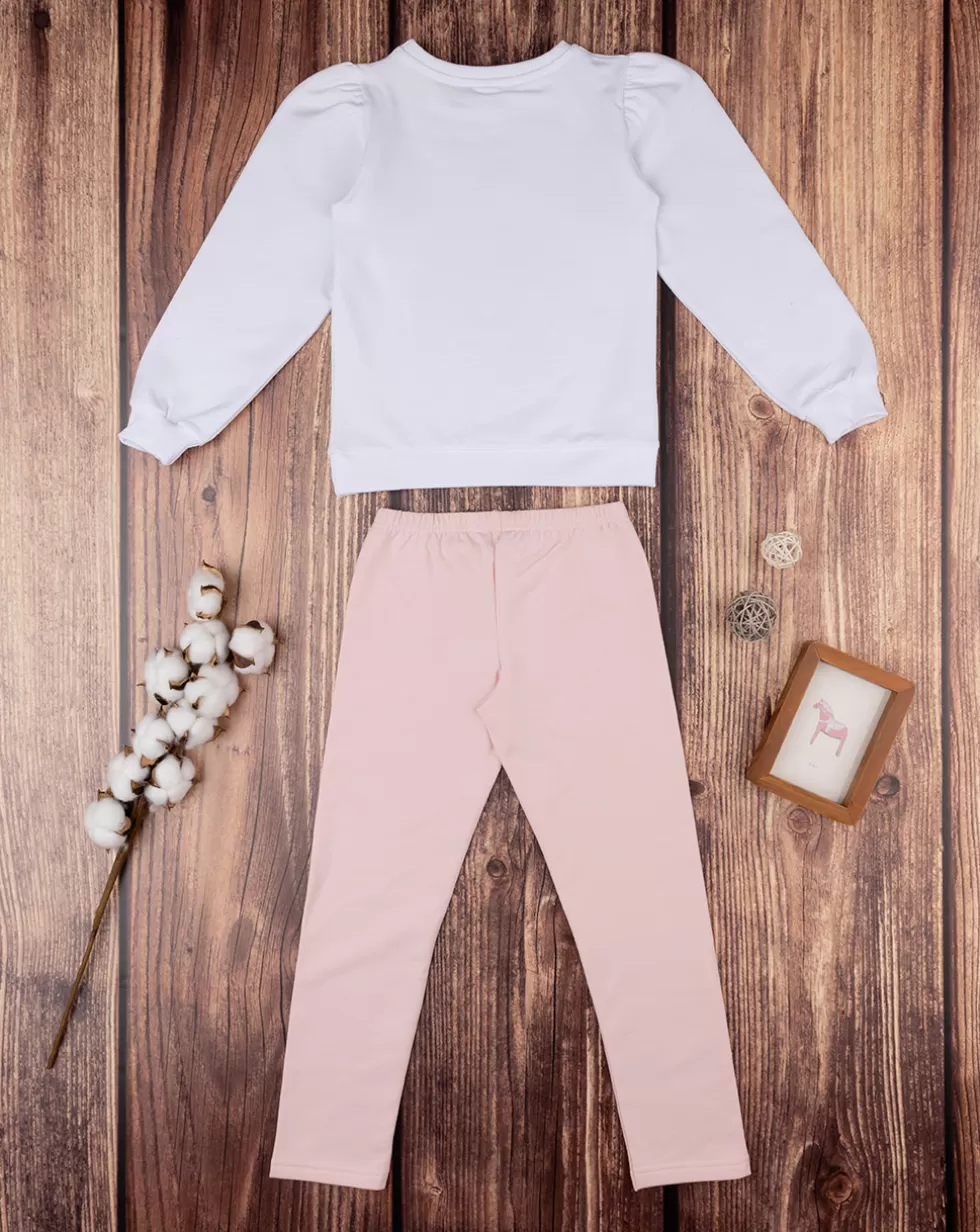 Jogger Bambina Bianco E Rosa-Prenatal Best Sale