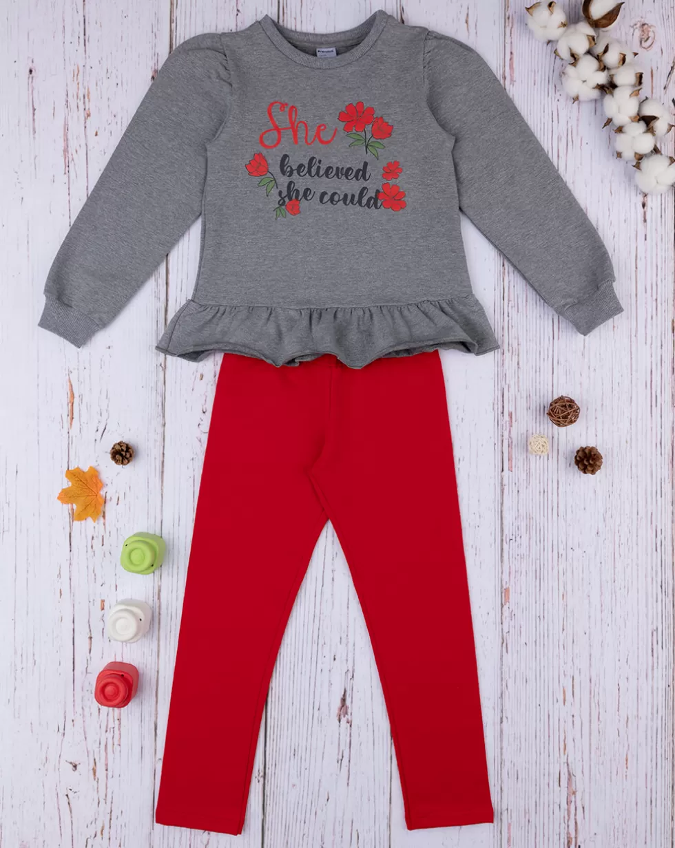 Jogger Bambina Grigio E Rosso-Prenatal Discount