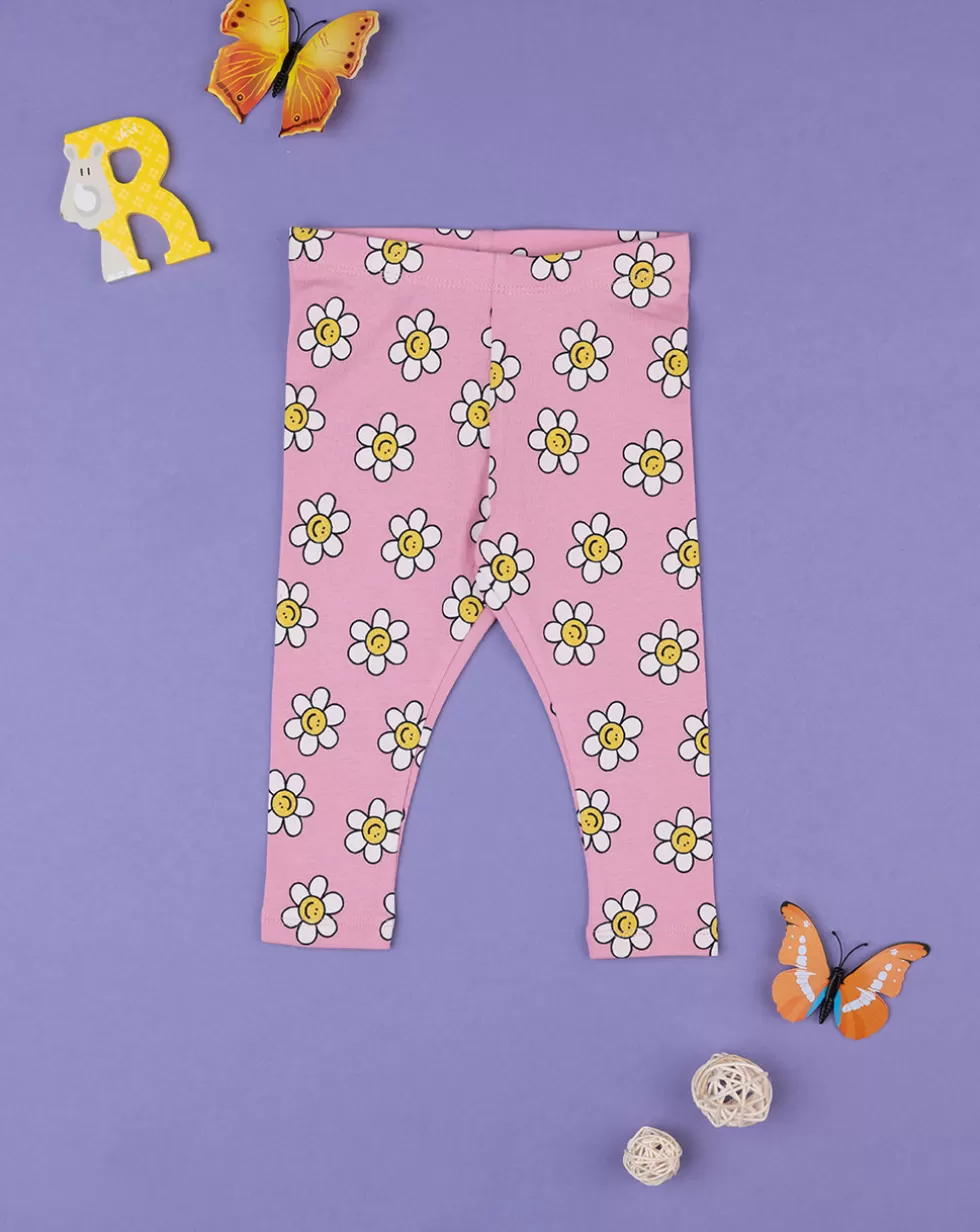 Legging Jersey Bimba "Margherite” Rosa-Prenatal Outlet