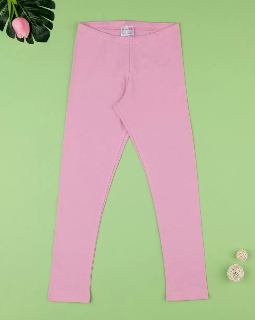 Leggings Bambina Stretch Tinta Unita Rosa-Prenatal Best