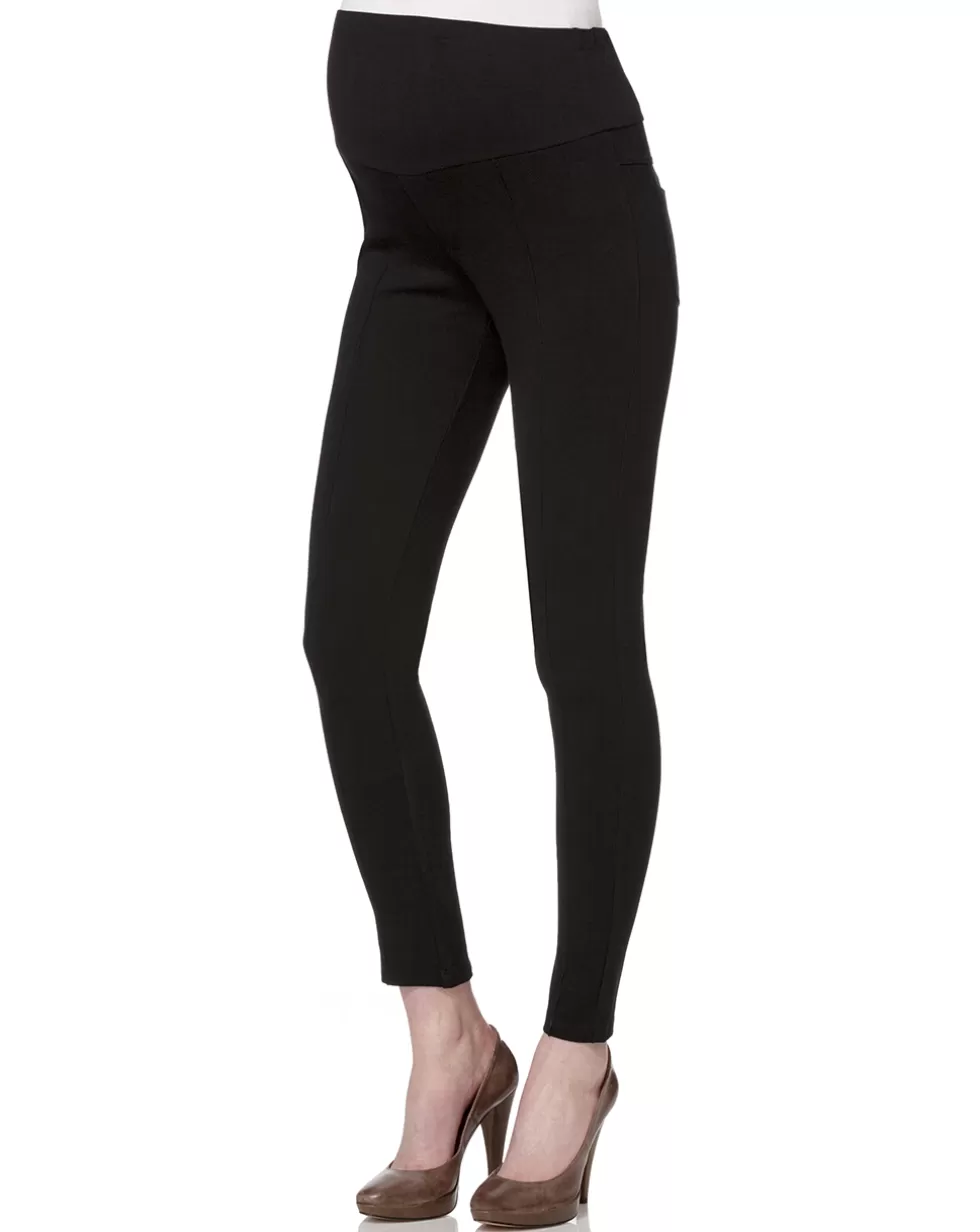 Leggings Nero In Punto Milano Con Nervatura Centrale-Prenatal Outlet