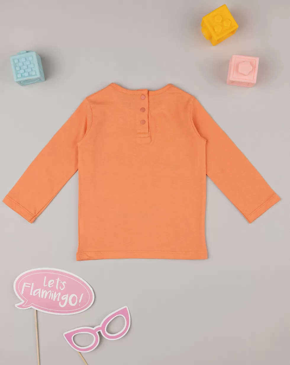 Maglia Maniche Lunghe Bimba Arancione Con Gattini-Prenatal Shop