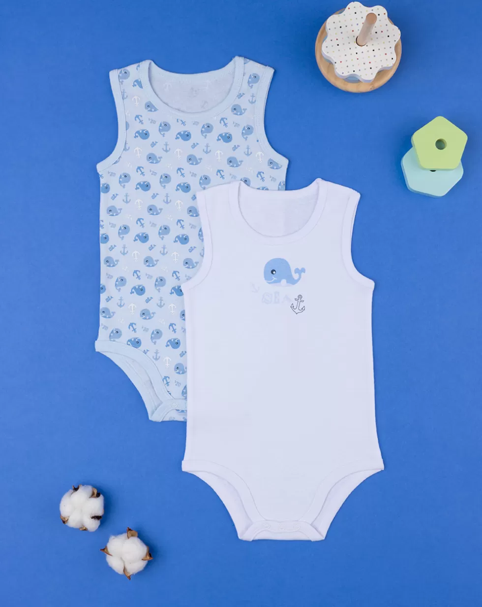 Pack 2 Body Bimbo Bianco/Azzurro-Prenatal Hot