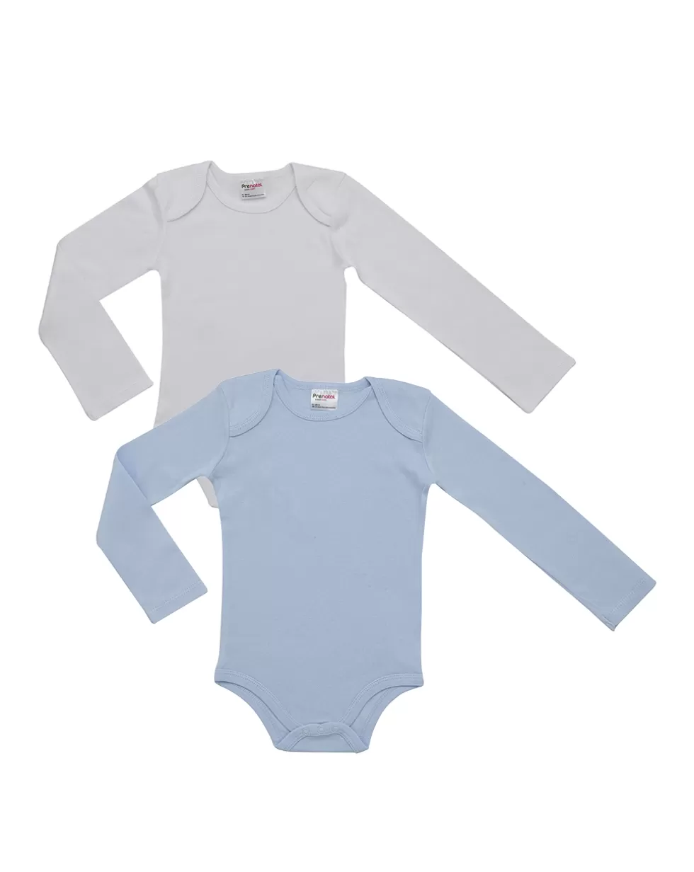 Pack 2 Body Scollo Americano Azzurro E Bianco-Prenatal Discount