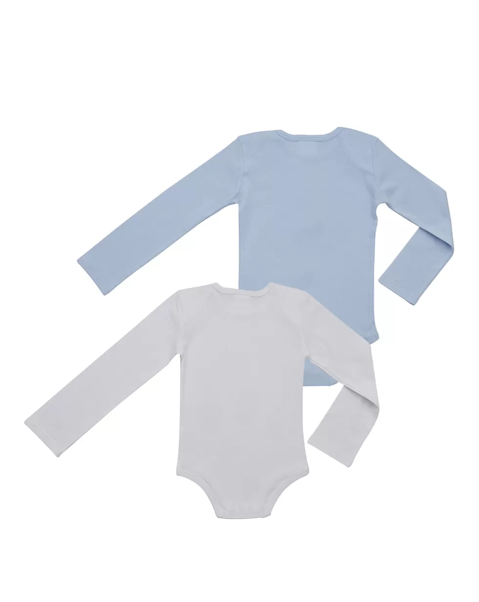 Pack 2 Body Scollo Americano Azzurro E Bianco-Prenatal Discount