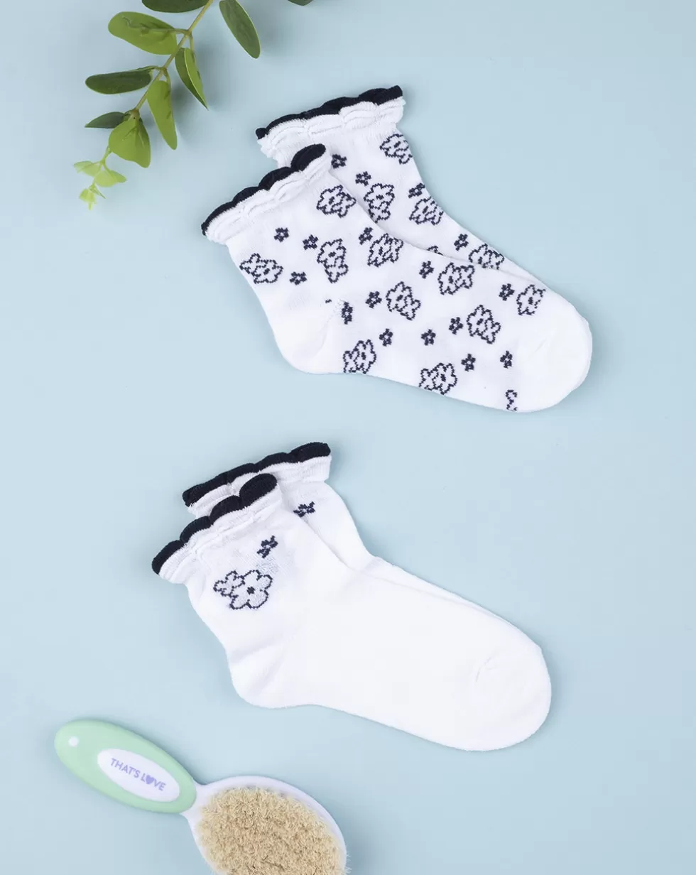 Pack 2 Calze Girl "Flower Blue”-Prenatal Outlet