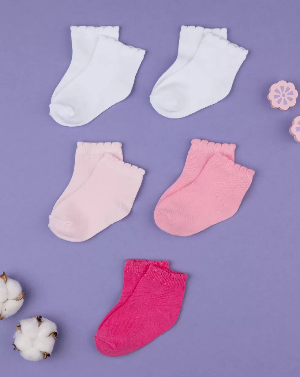 Pack 5 Calzine Bimba Bianche E Rosa-Prenatal Flash Sale