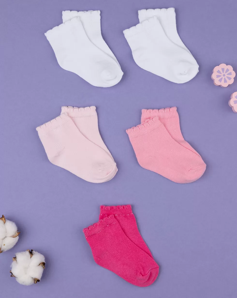 Pack 5 Calzine Bimba Bianche E Rosa-Prenatal Flash Sale