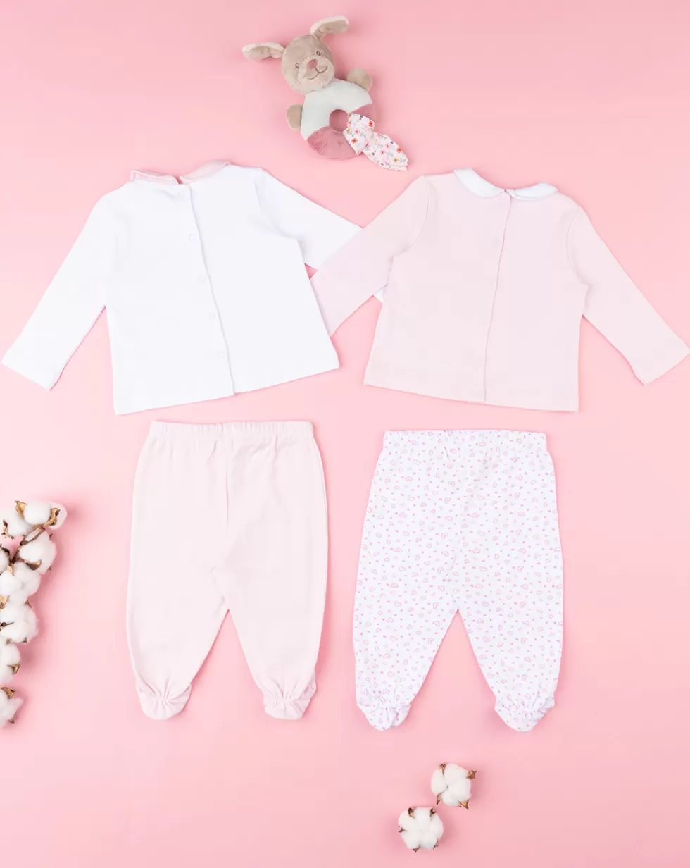 Pack 2 Completi Rosa E Bianco Con Maglia E Ghette-Prenatal Store