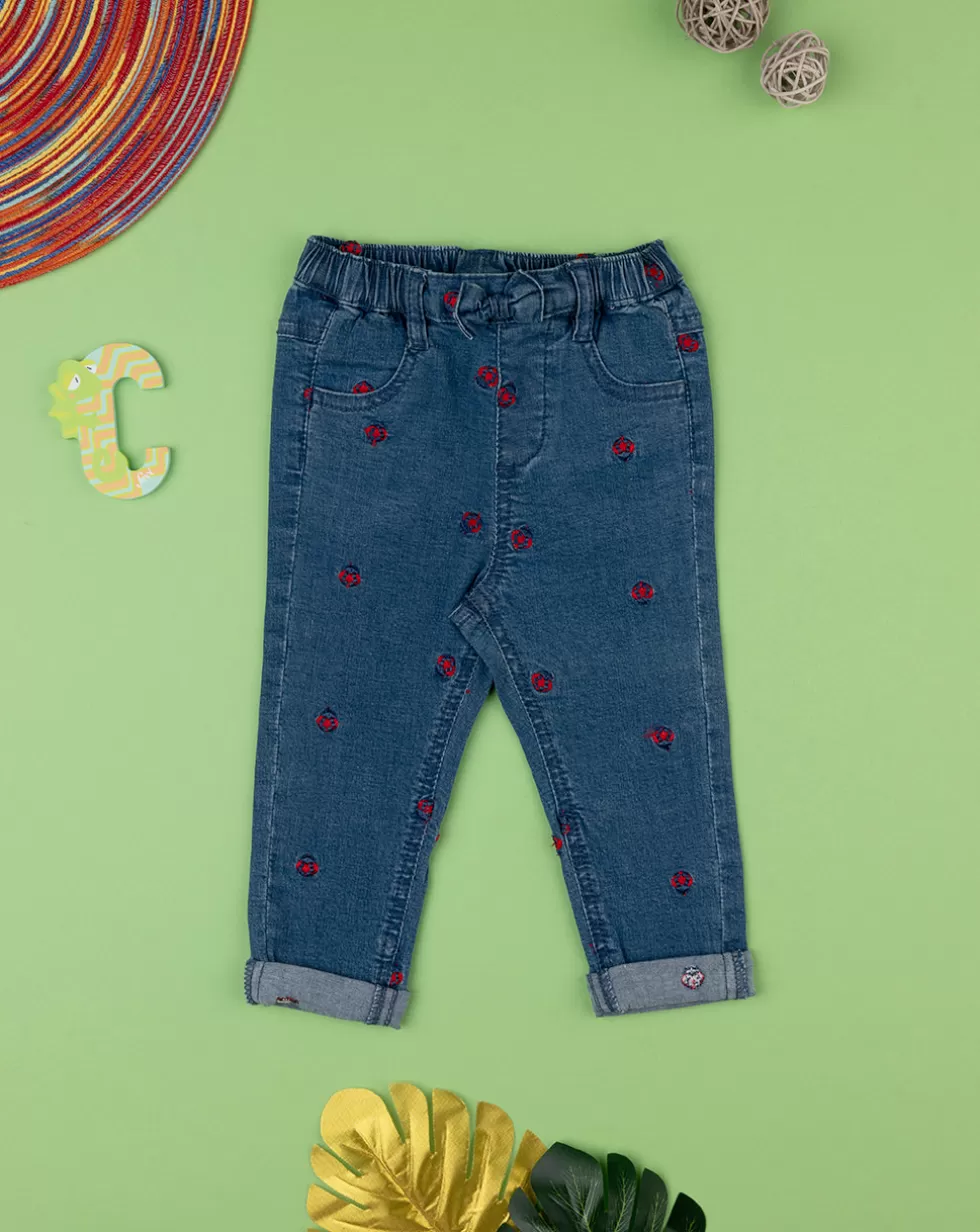 Pantalone Denim Bimba Blu/Rosso-Prenatal Store