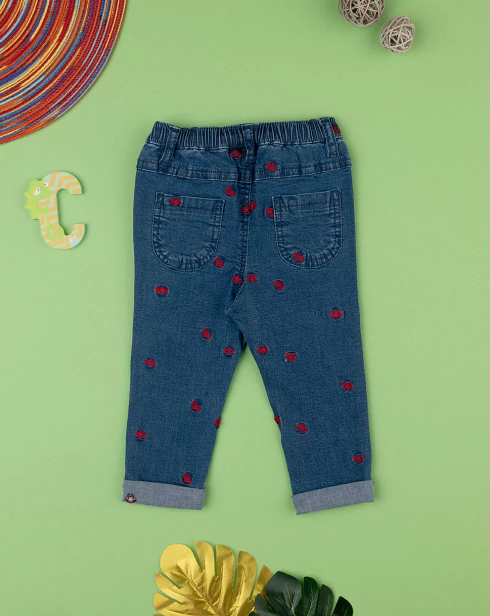 Pantalone Denim Bimba Blu/Rosso-Prenatal Store