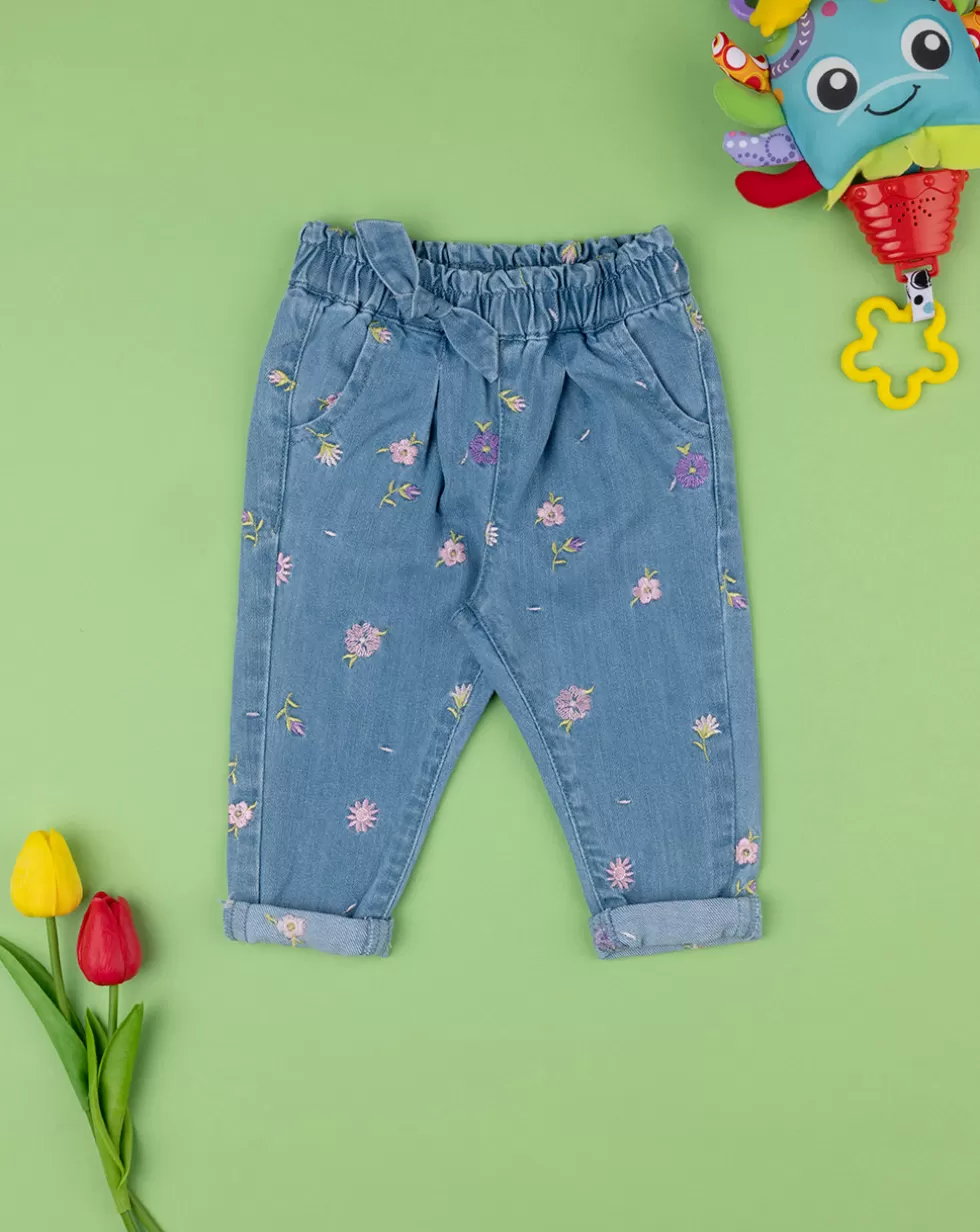 Pantalone Denim Bimba "Fiorellini”-Prenatal Store