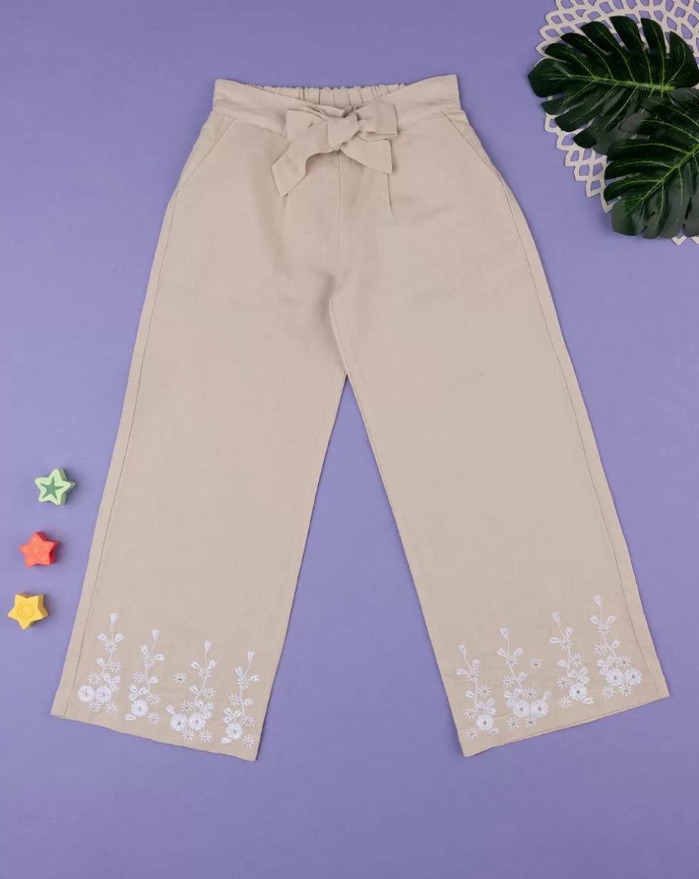 Pantalone Lino Bimba Beige-Prenatal Sale