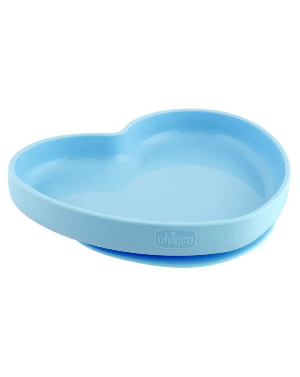 Piatto Cuore In Silicone Con Ventosa 9M+ Azzurro-Chicco Store