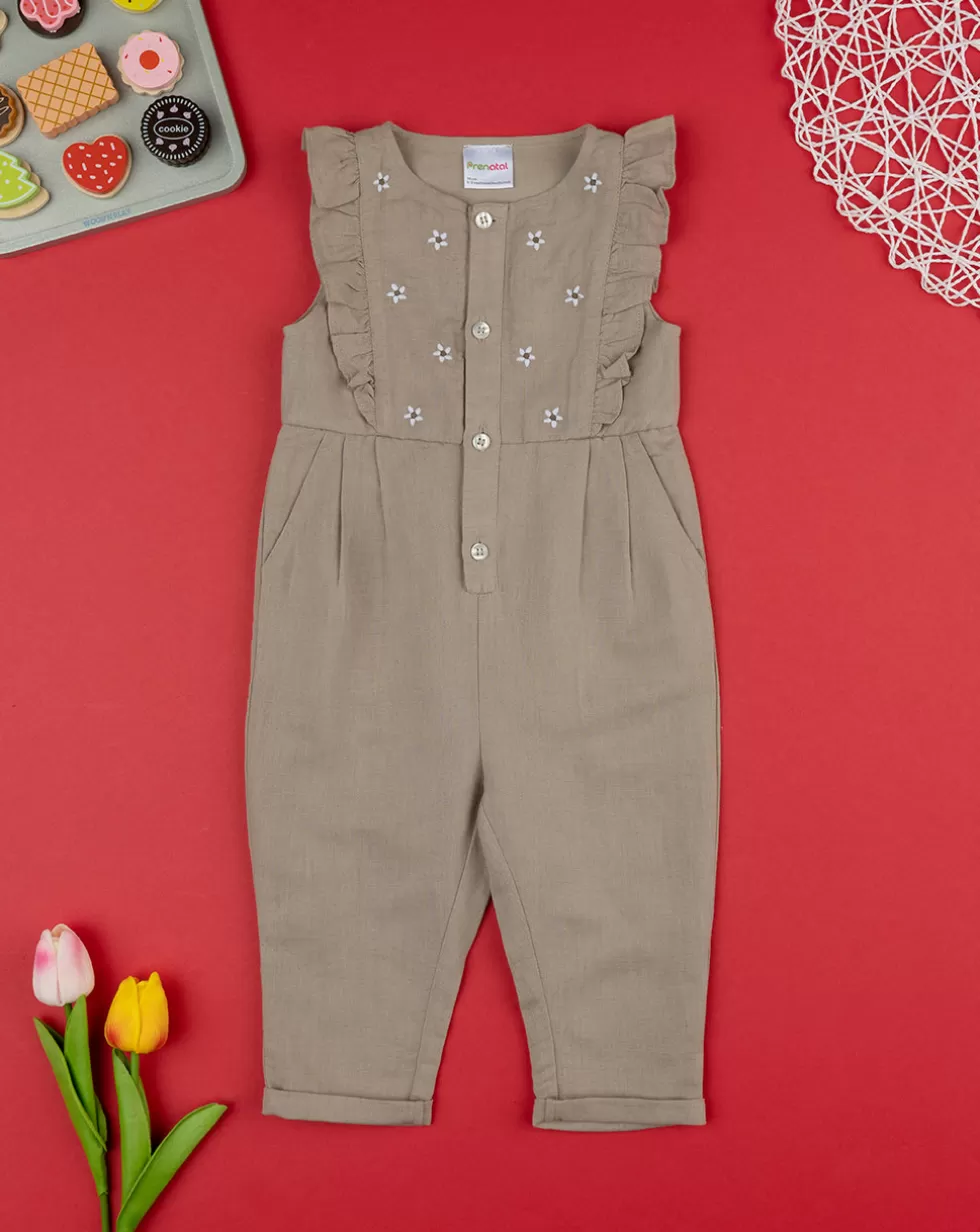 Salopette Lino Bimba Marrone-Prenatal Store