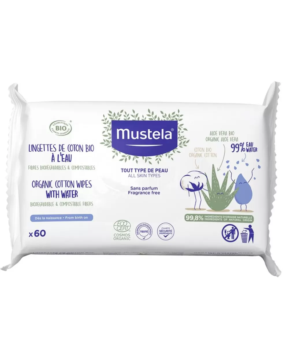 Salviette All’Acqua In Cotone Bio 60Pz-Mustela Outlet