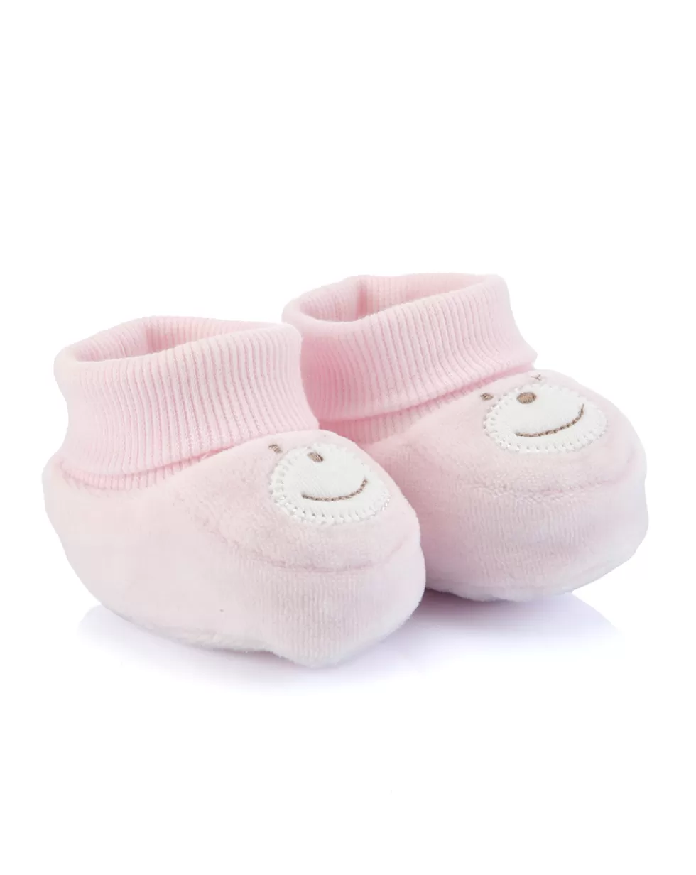 Scarpe In Ciniglia Rosa Chiaro Con Orsetto-Prenatal Hot