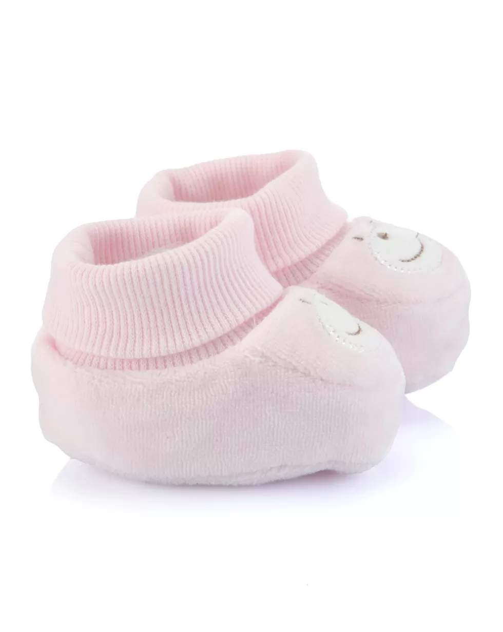 Scarpe In Ciniglia Rosa Chiaro Con Orsetto-Prenatal Hot