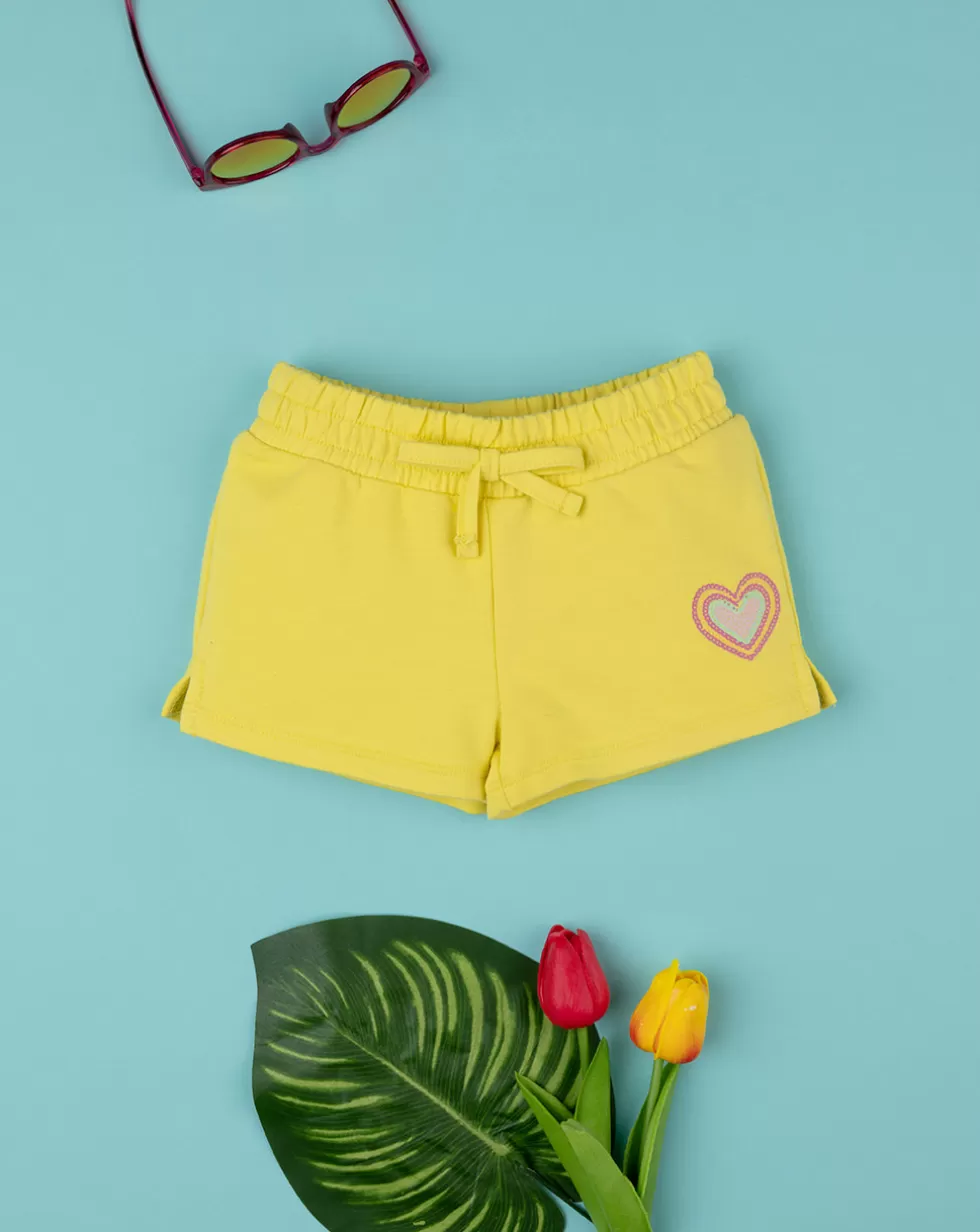 Short Bimba French Terry Giallo Cuori-Prenatal Sale