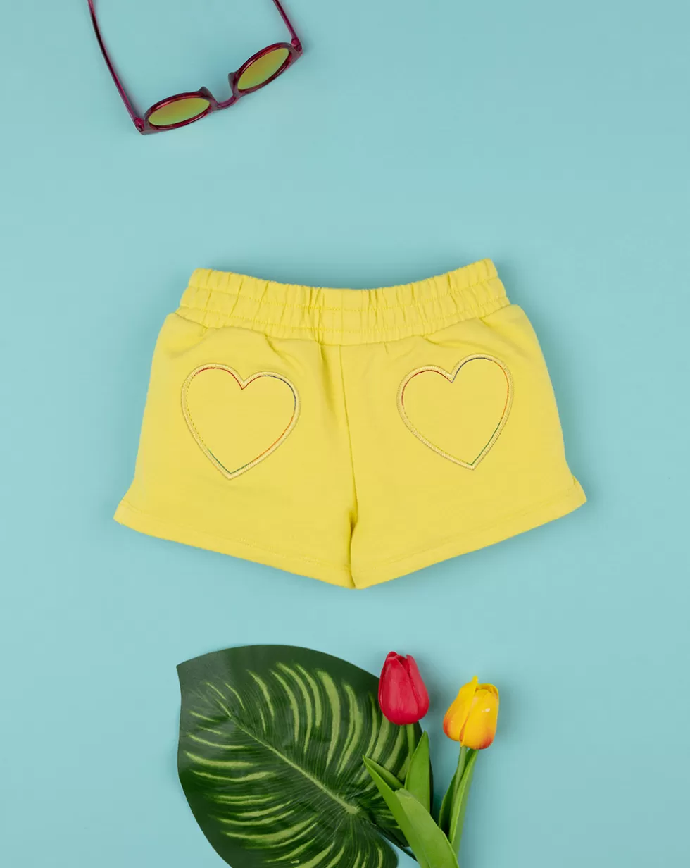 Short Bimba French Terry Giallo Cuori-Prenatal Sale