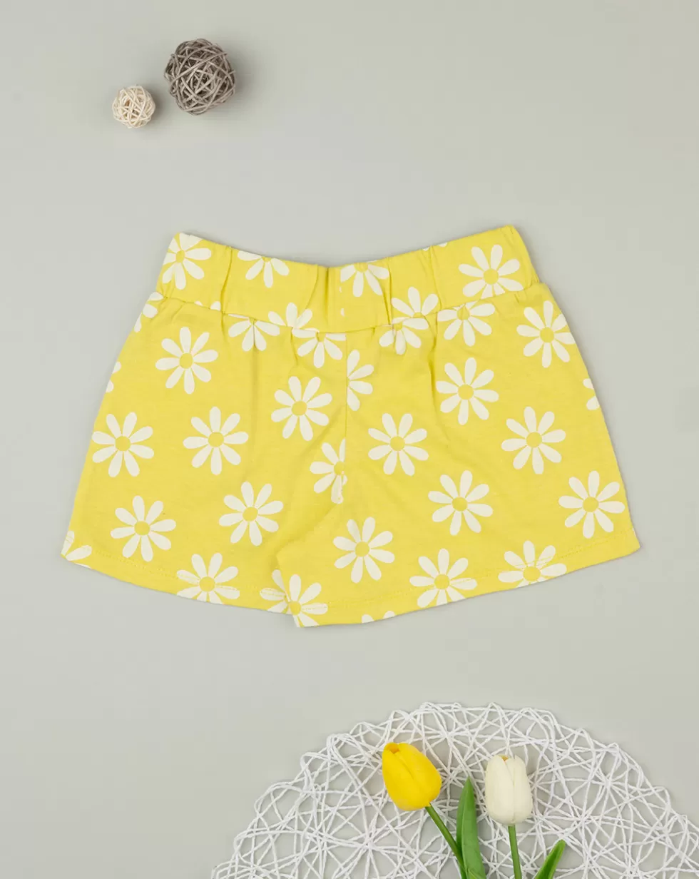 Shorts Bambina Giallo Allover Fiori-Prenatal Best