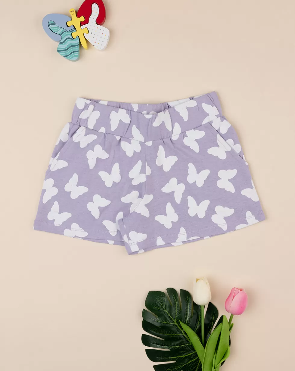 Shorts Bambina Lilla Farfalle Allover-Prenatal Hot