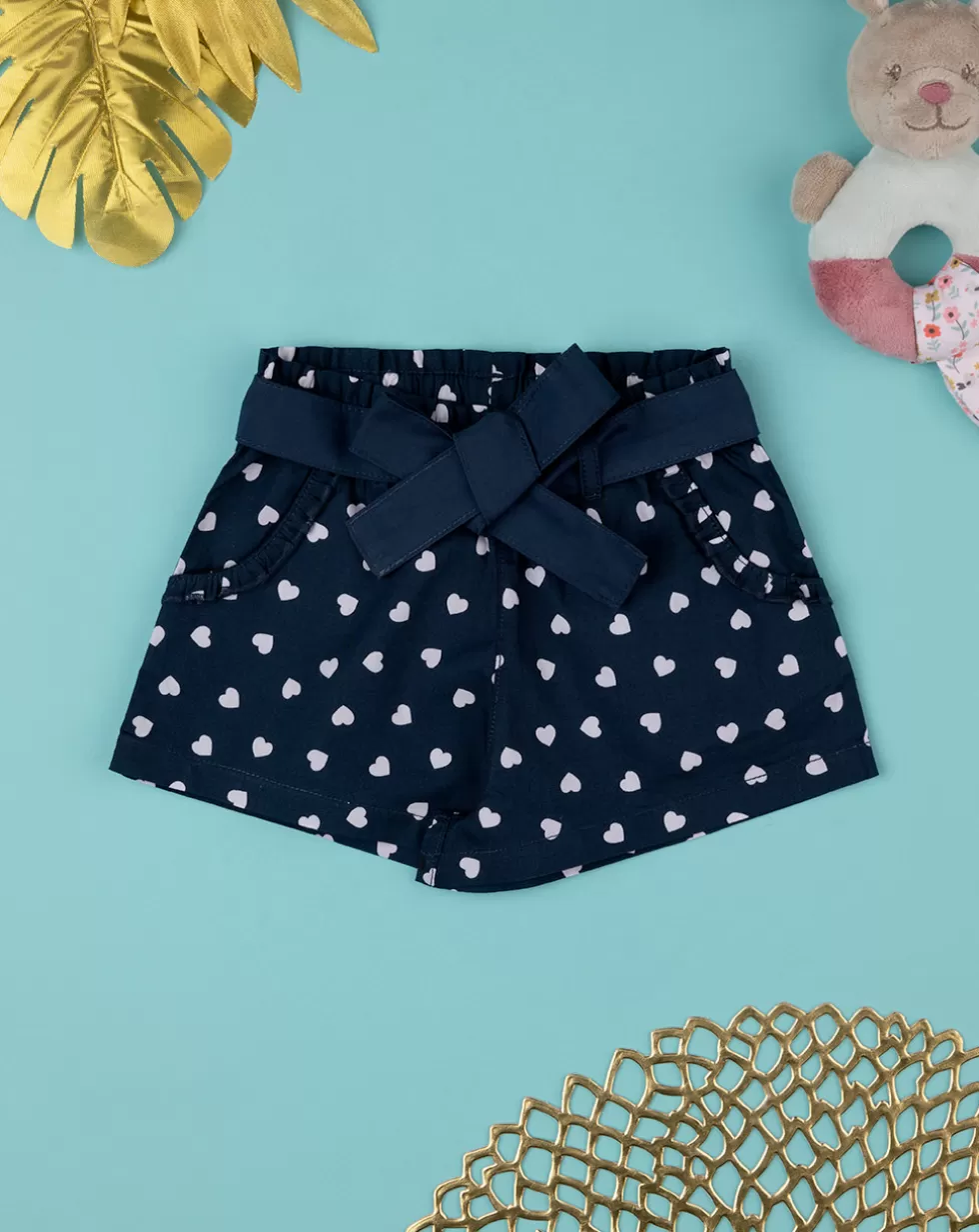 Shorts Bimba Con Cintura Popeline Blu-Prenatal Shop