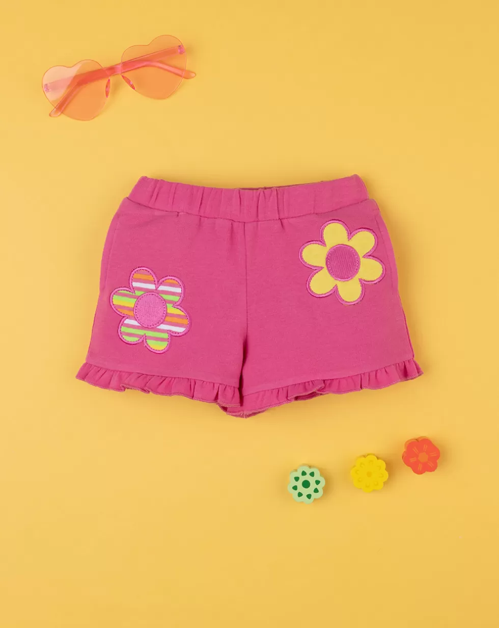 Shorts Bimba Fucsia Patch Fiori-Prenatal Best