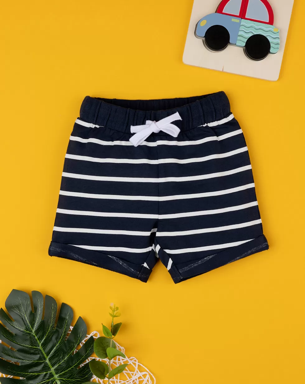 Shorts Bimbo Blu Scuro Rigato-Prenatal Cheap