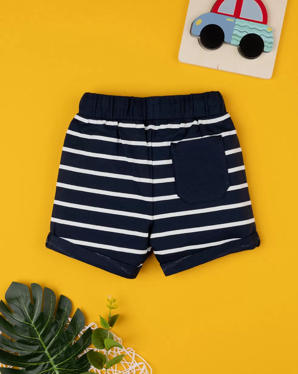 Shorts Bimbo Blu Scuro Rigato-Prenatal Cheap