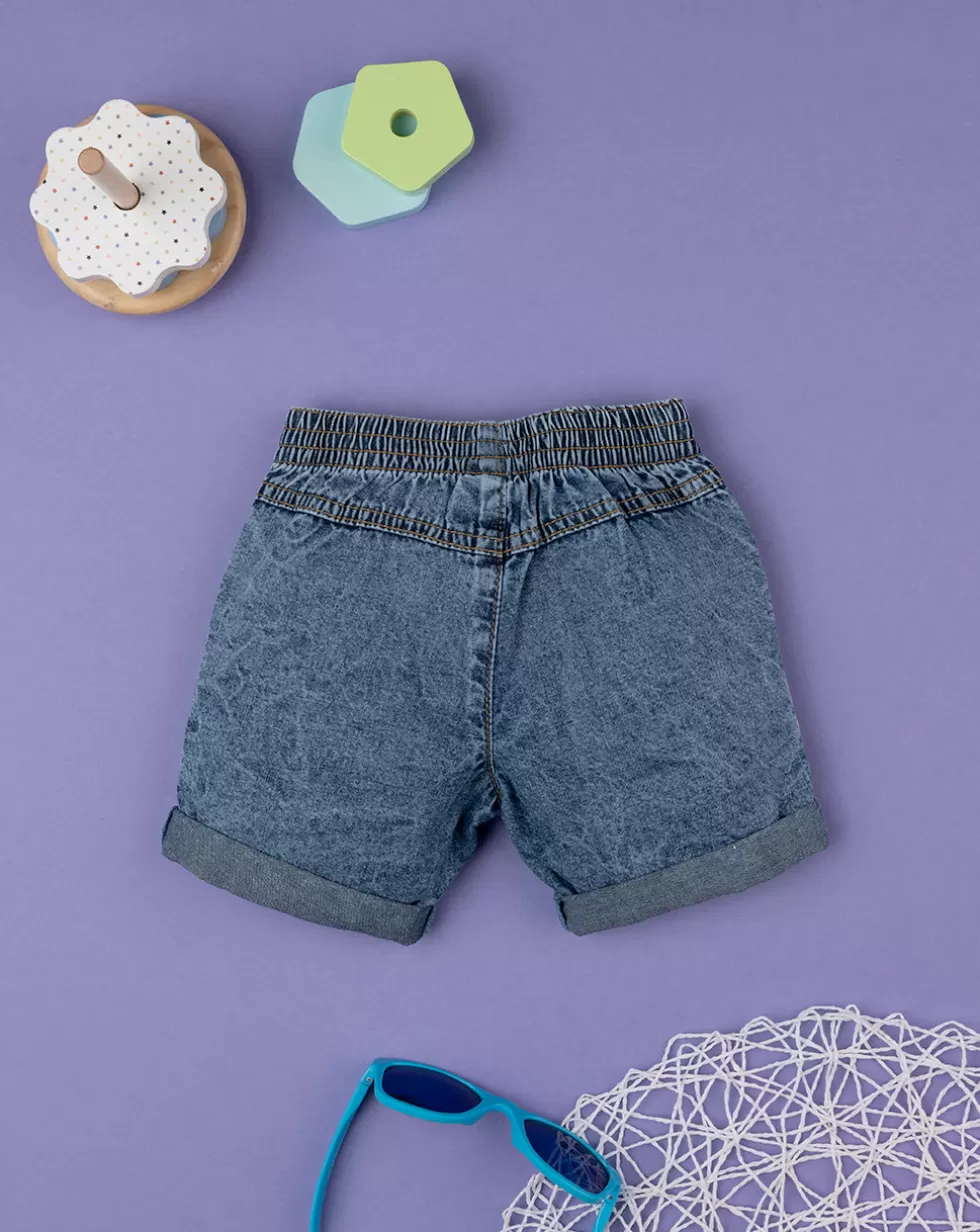 Shorts Denim Bimbo Blu Con Patch-Prenatal Fashion