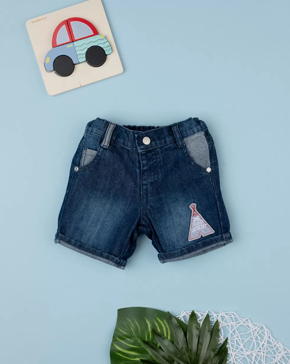 Shorts Denim Bimbo Con Patch-Prenatal Sale