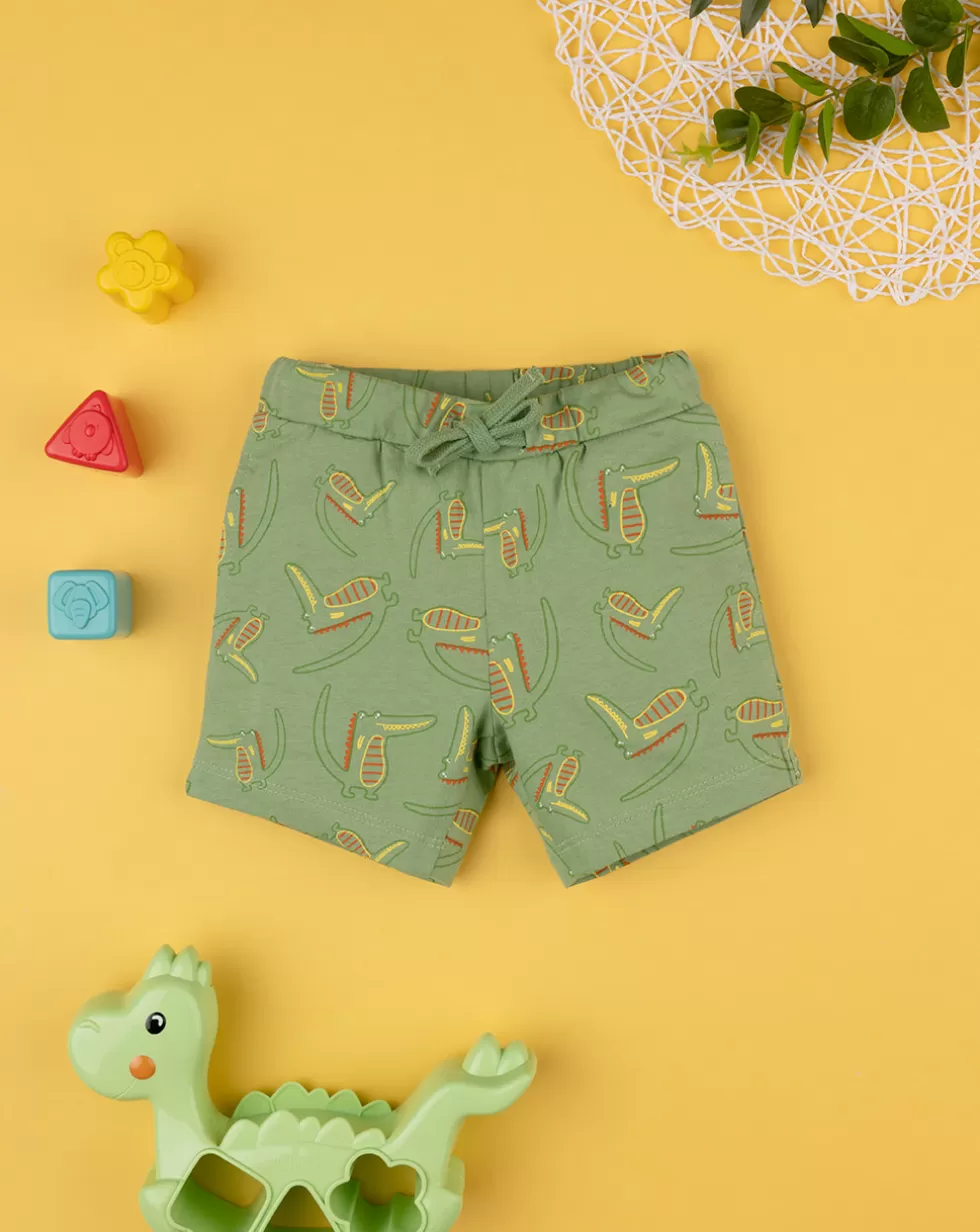 Shorts Jersey Bimbo "Dinosauro” Verde-Prenatal New