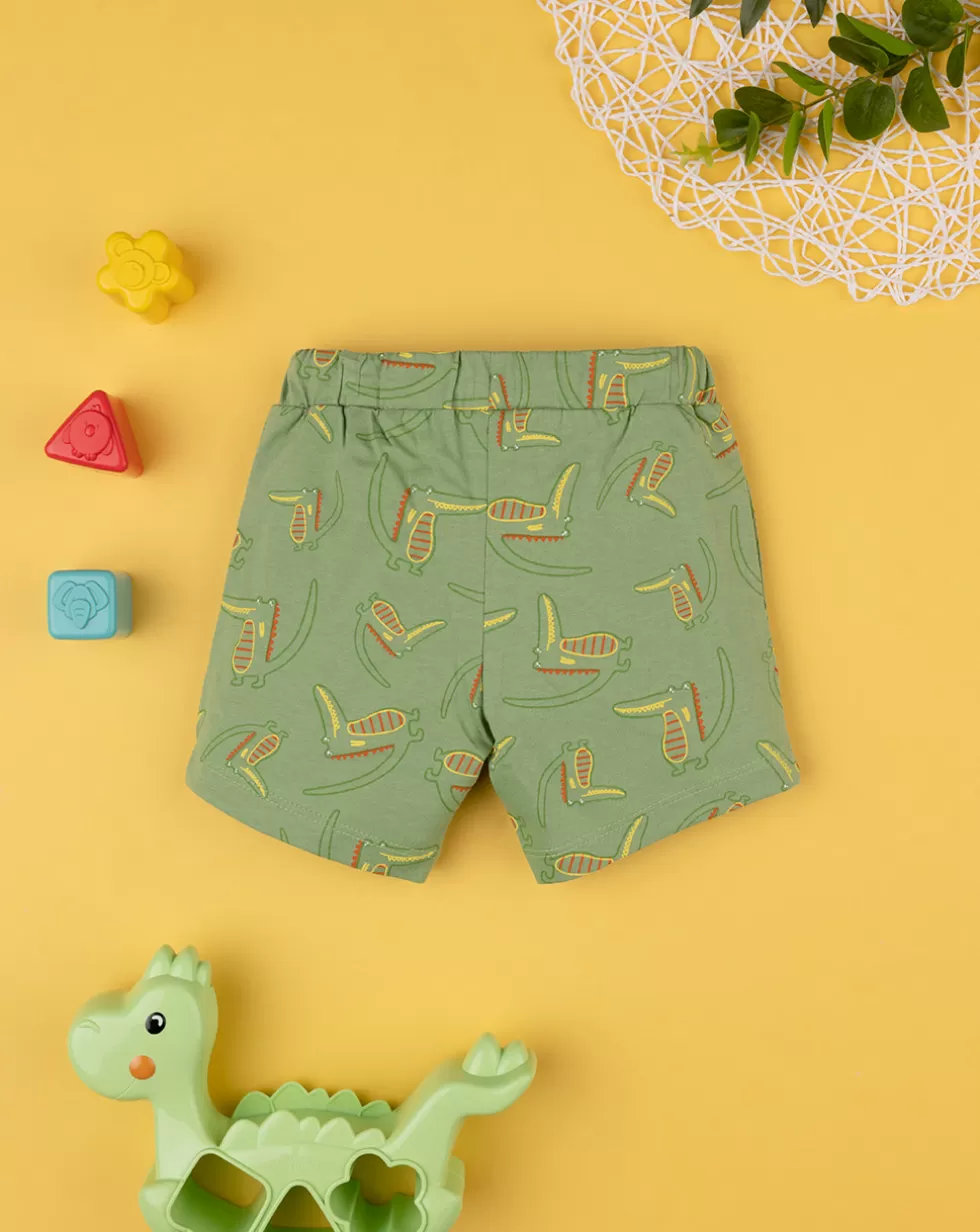 Shorts Jersey Bimbo "Dinosauro” Verde-Prenatal New