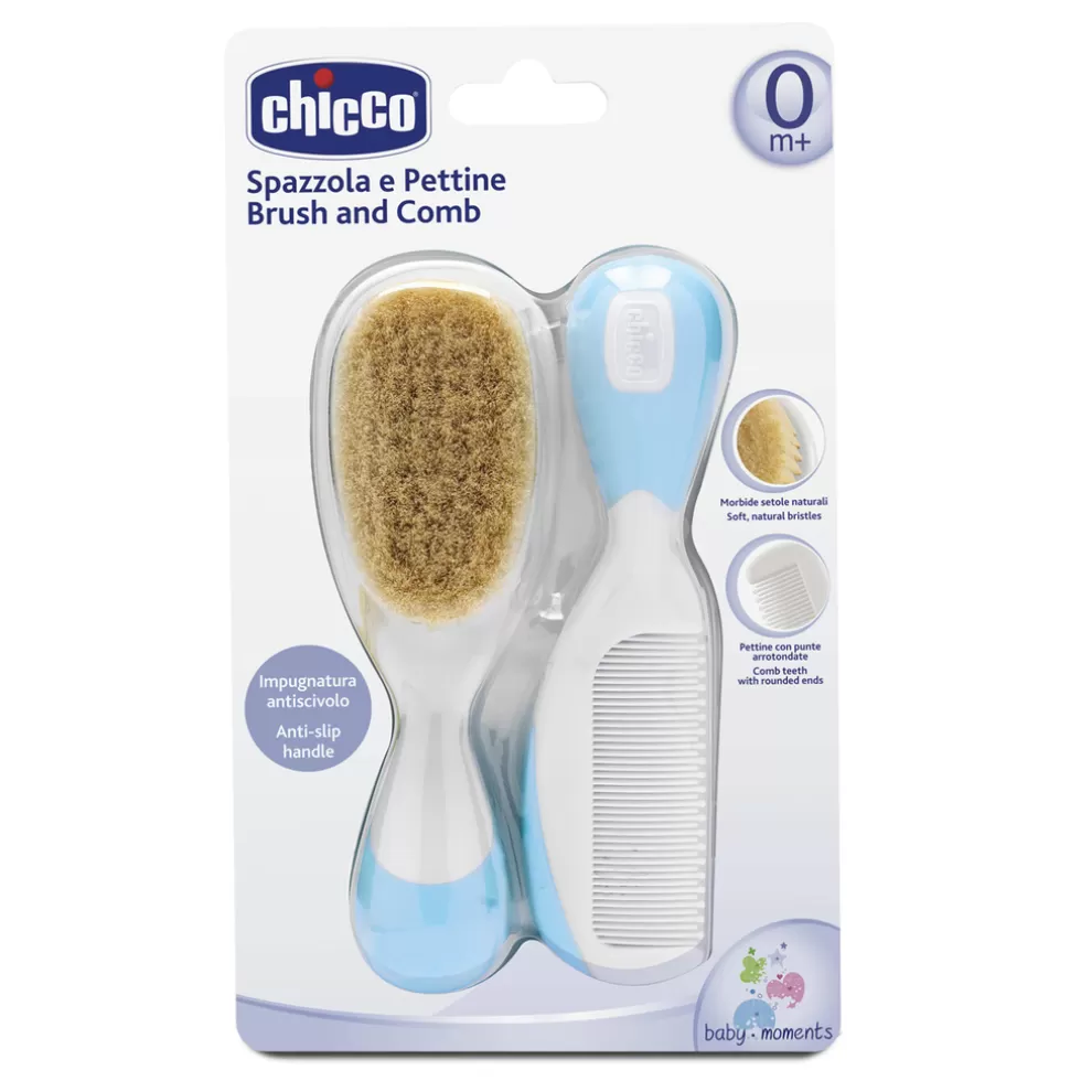 Spazzole E Pettine Azzurro-Chicco New