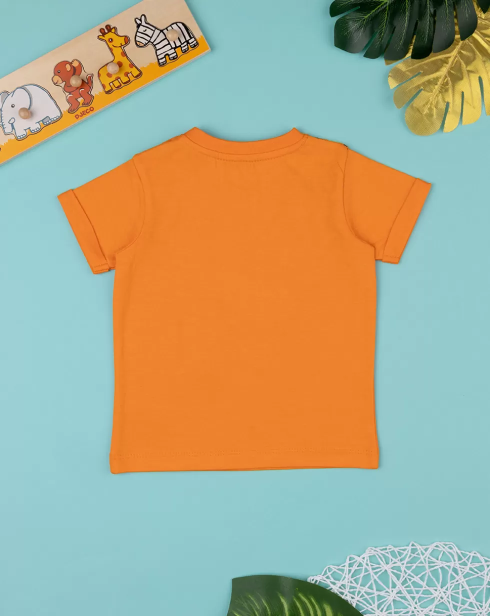 T-Shirt Bambino Arancione Con Stampa Giraffa-Prenatal Cheap