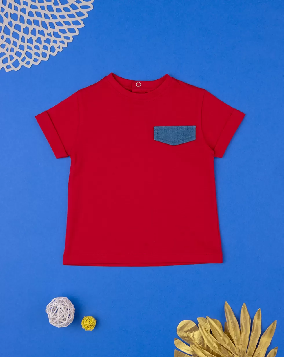 T-Shirt Bambino Maniche Corte Taschino Chambray-Prenatal Best Sale